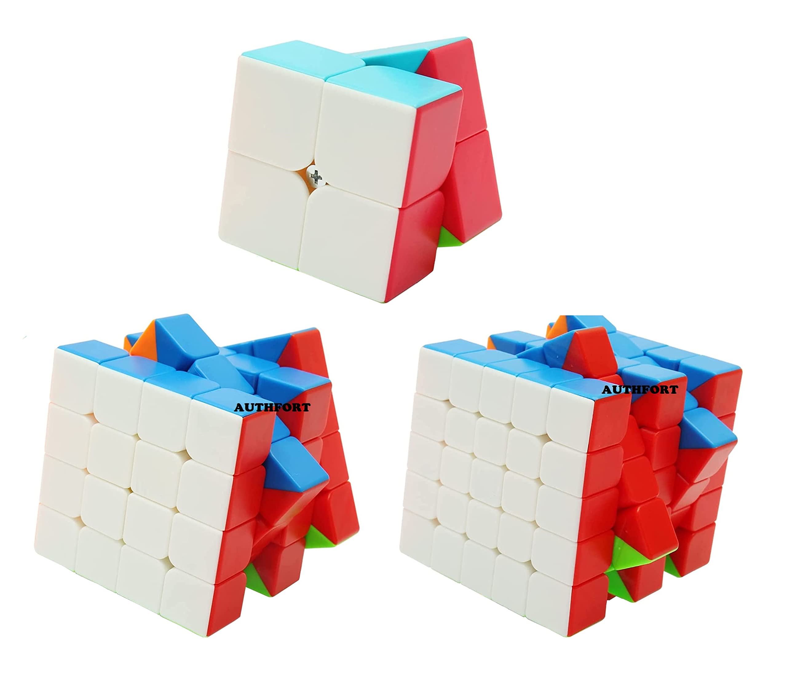 AUTHFORT Kid New Speed Cube Combo Of 2X2 4X4 & 5X5 High Speed