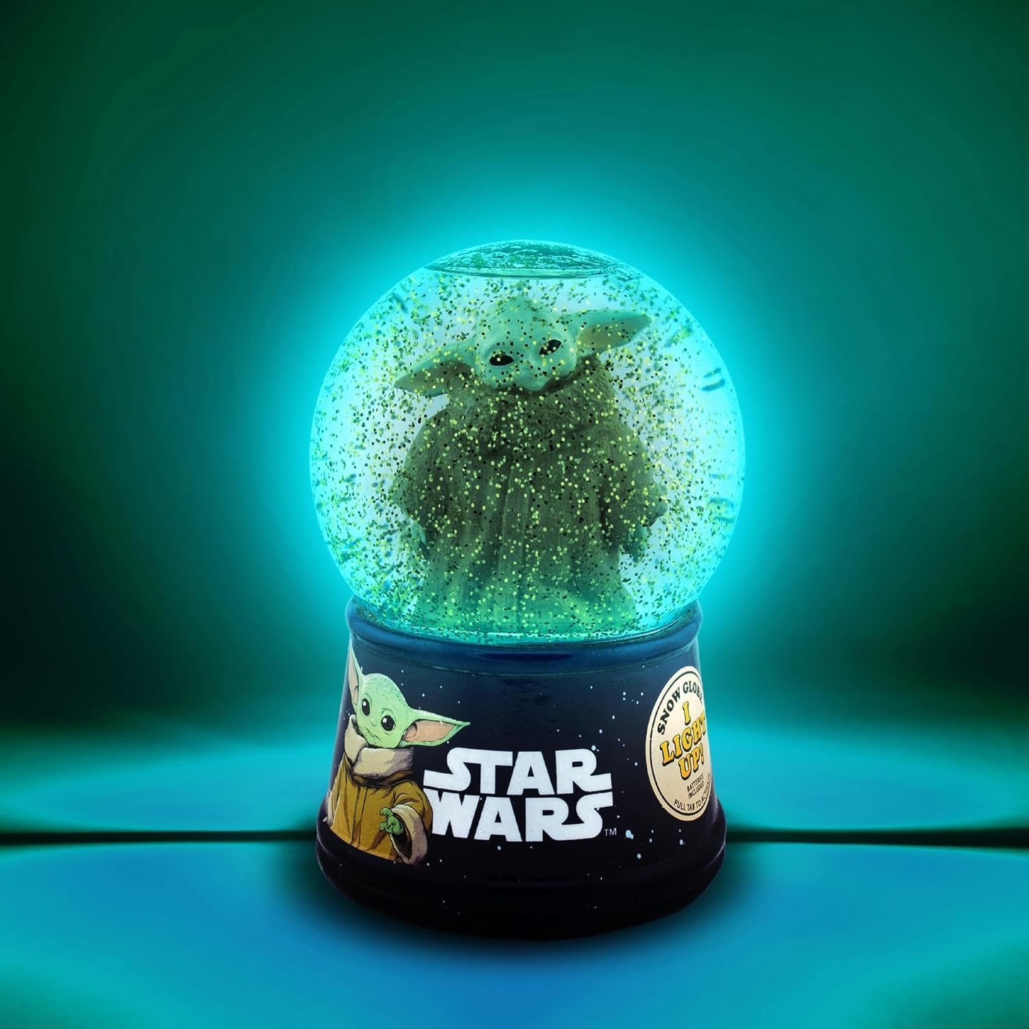 Silver Buffalo Star Wars The Mandalorian Light Up Snow Globe│Grogu Baby Yoda│5.5 Inches Tall, 100mm (Stardard)