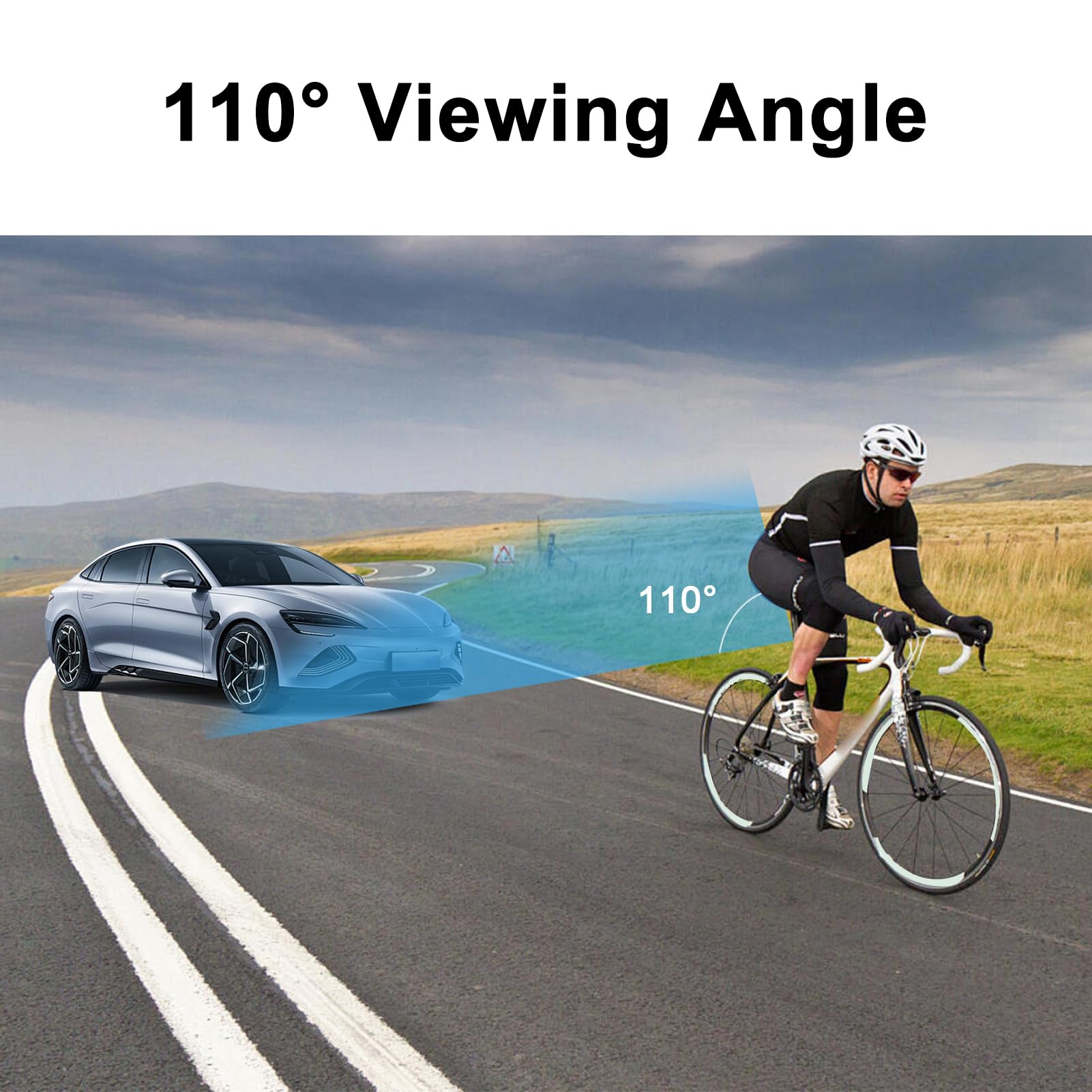 Shkalacar Rowerowy system kamery cofania, 5-calowy monitor HD 1080p z ochroną przed słońcem, szeroki kąt widzenia 110 stopni, widoczność w nocy, obrót o 360 stopni, do rowerów górskich i wyścigowych