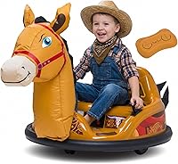 IMAGINAIR 6V Inflatable Horse Bumper Car Ride-On Toy for Toddlers 18M-4Y: Remote Control, 360° Spin, LED Lights, 1 MPH Safe Speed