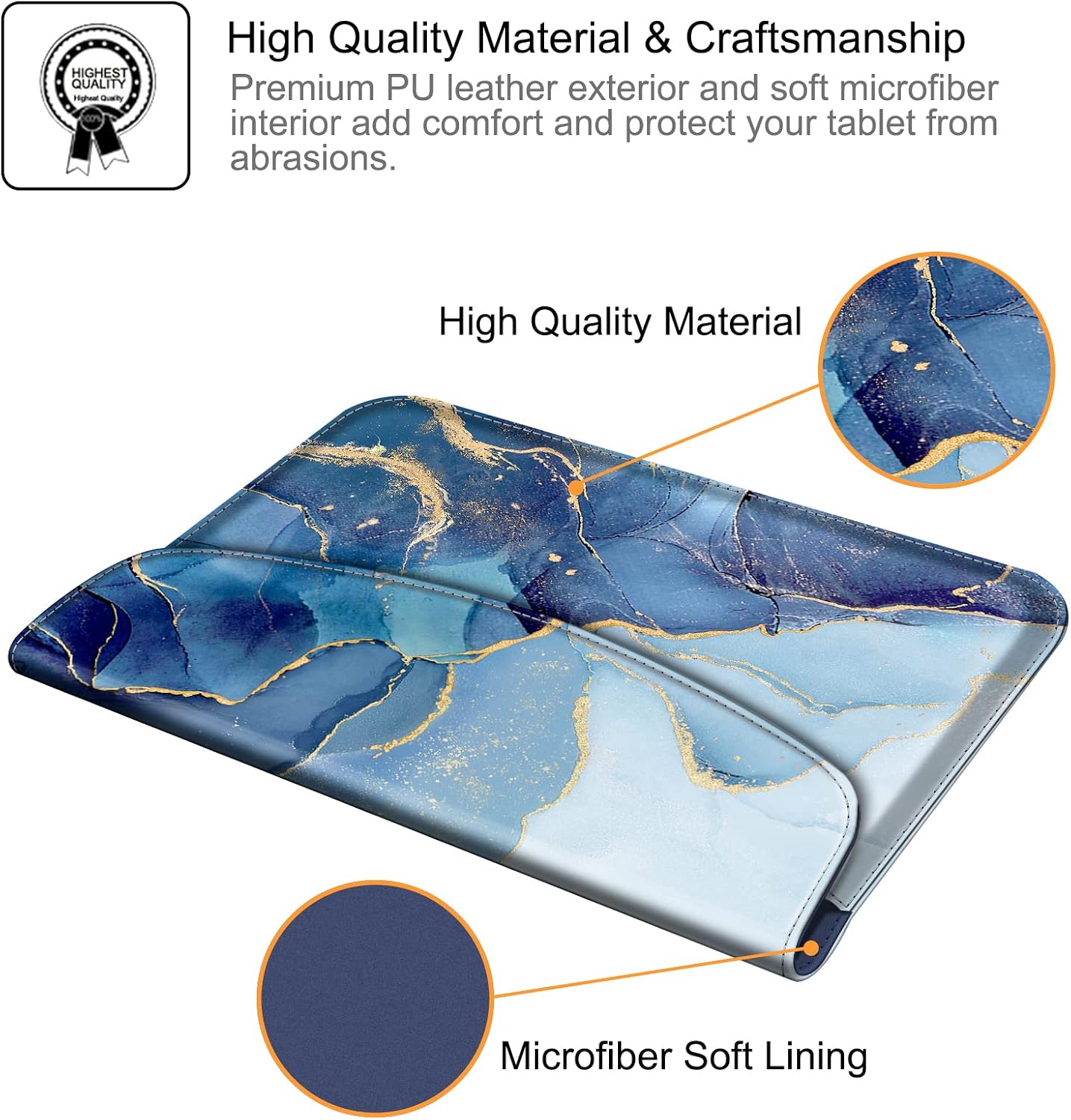 Fintie Sleeve Case for Microsoft Surface Go 3 2021 / Surface Go 2 2020 / Surface Go 2018 - Slim Fit Premium Vegan Leather Cover with Stylus Loop Compatible w/Type Cover Keyboard, Ocean Marble