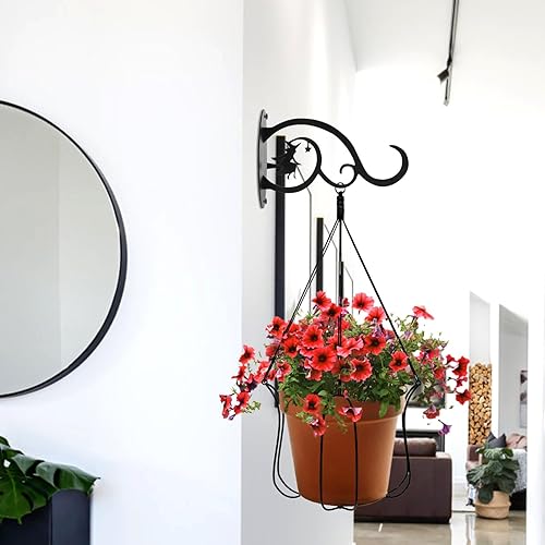 Miniatura 3 de Yardwe Versátil colgador montado en la pared para Halloween bruja planta gancho hierro maceta soporte soporte decoración del hogar