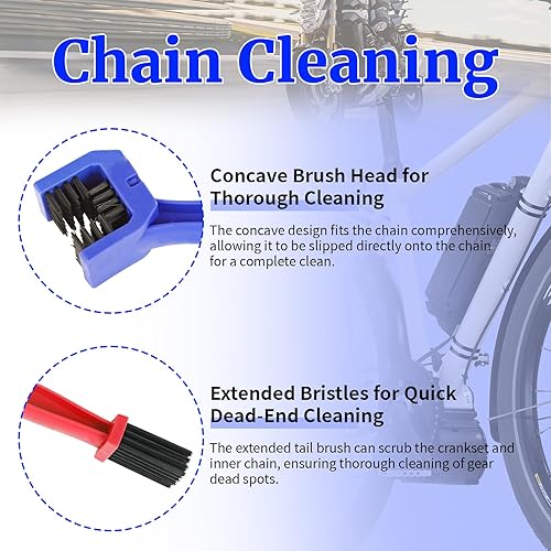 Miniatura 3 de Kit de limpiador y lubricante de cadena de bicicleta, juego de herramientas de limpieza de cadenas de bicicleta y motocicleta con cepillo, limpiador