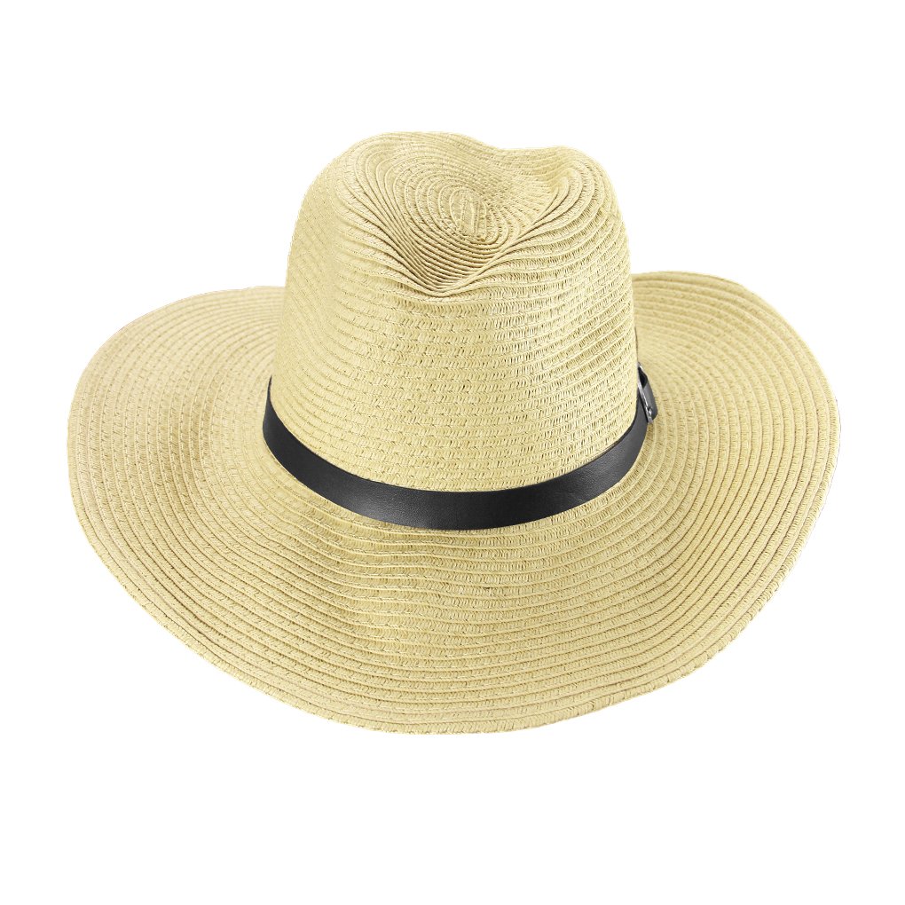 Jintn Men's Beige 1 West Cowboy Hat Wide Brim Straw Bucket Hat Summer Uv Protection Sun Hat Foldable Roll Up Panama Fedora Hat Packable Straw Beach Travel Hat