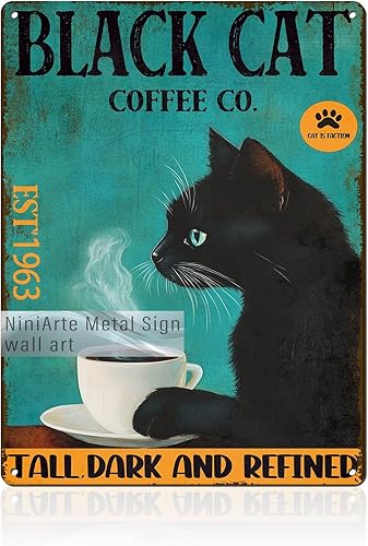 Miniatura 21 de Letrero de metal de café fresco, arte de pared retro para el hogar, cocina, cafetería, oficina, decoración de 8 x 12 pulgadas Café4,Café6,Perro