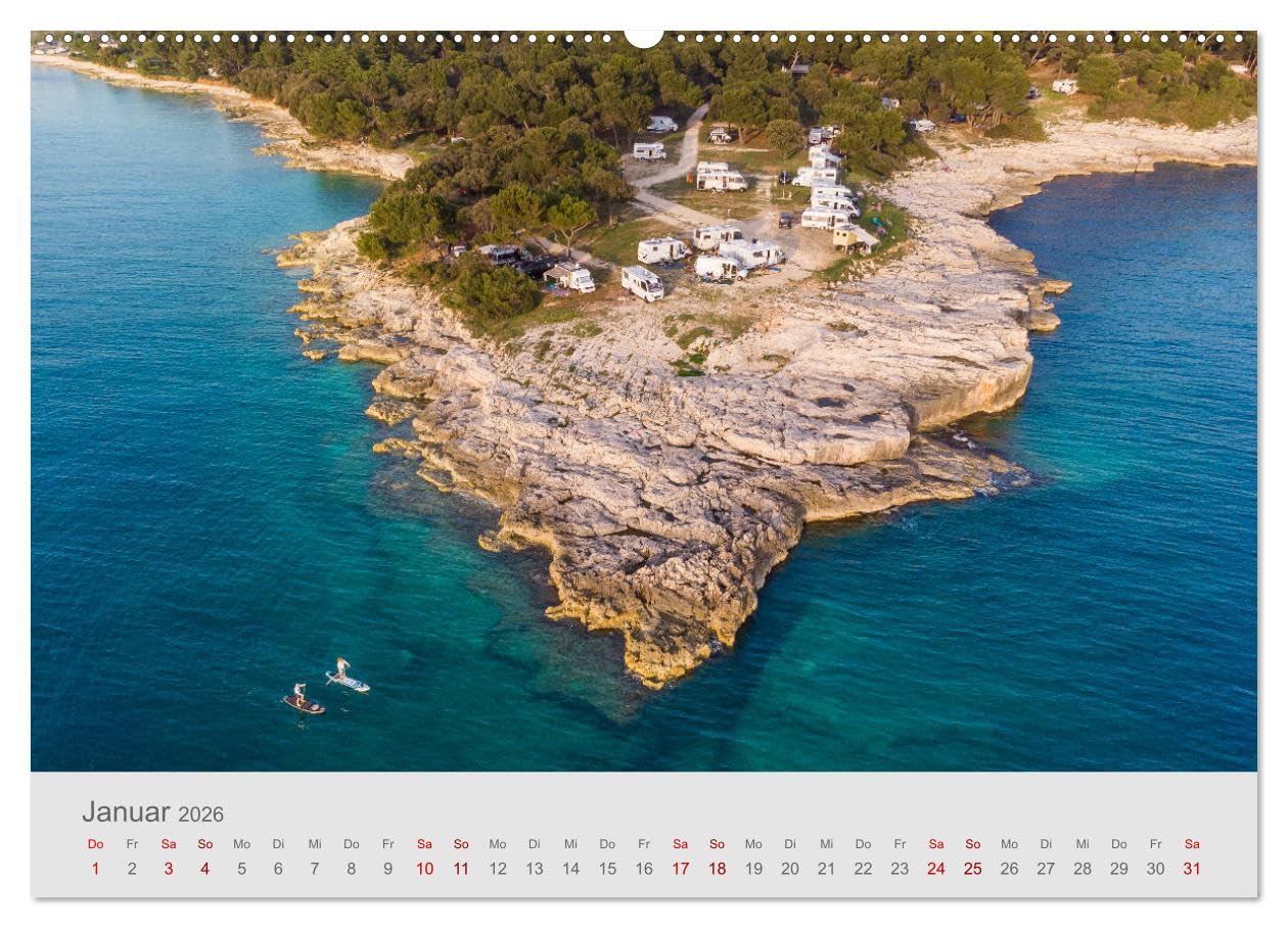 Abenteuer Camping in Kroatien (hochwertiger Premium Wandkalender 2026 DIN A2 quer), Kunstdruck in Hochglanz: Vanlife, Caravaning und Camping an der Adria (CALVENDO Orte)