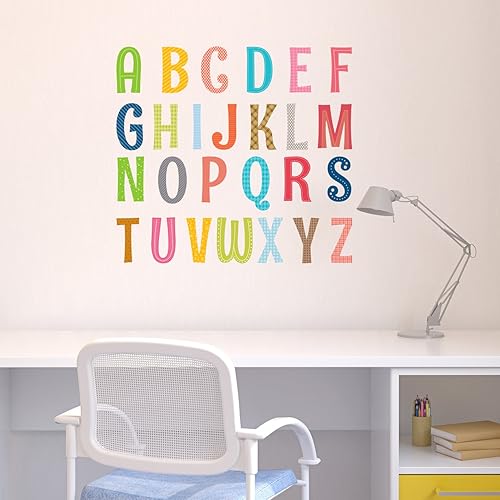 Miniatura 8 de DECOWALL DA-1701A - Alfabeto en mayúsculas, ABC, letras, niños, calcomanías de pared adhesivas de pared, desprendibles, adhesivos de pared para