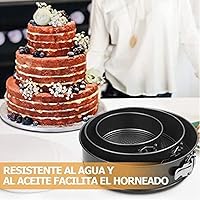 Vista 2 de Springform - Juego de 3 moldes para pasteles (5, 7, 9 pulgadas), molde redondo para tartas de queso, antiadherentes, molde para tartas de queso