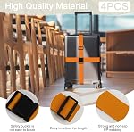 10 Set d'étiquettes de sacs à bagages, ceintures de bagages réglables, étiquette de bagages en silicone avec nom ID Cartes, resserrer pour garder les valises en sécurité pendant le voyage (Orange)