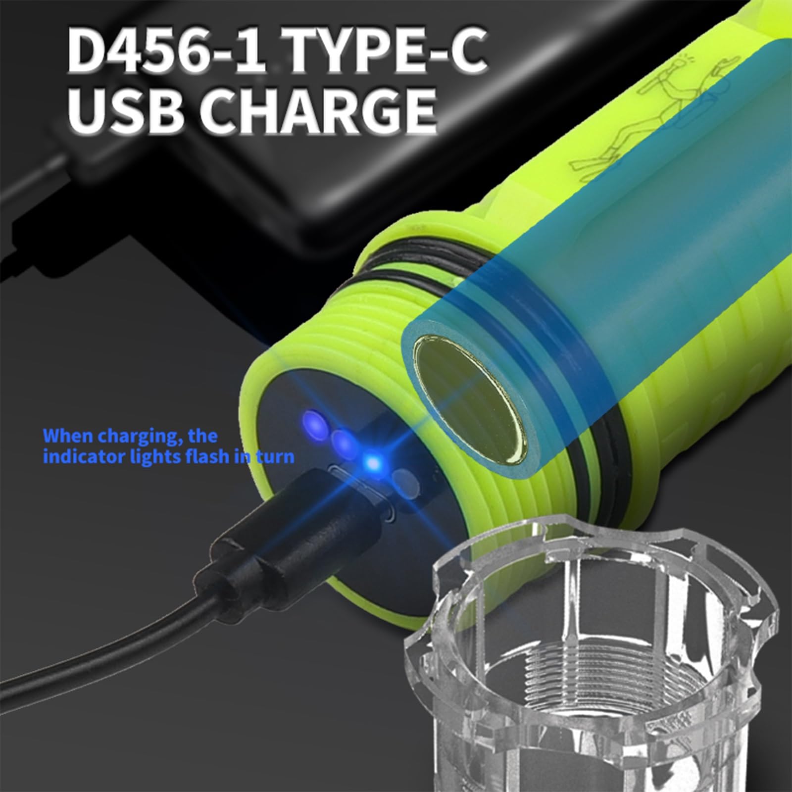Torcia elettrica subacquea modello di ricarica, 3 modalità luce subacquea IPX8 torcia impermeabile per la grotta subacquea subacquea