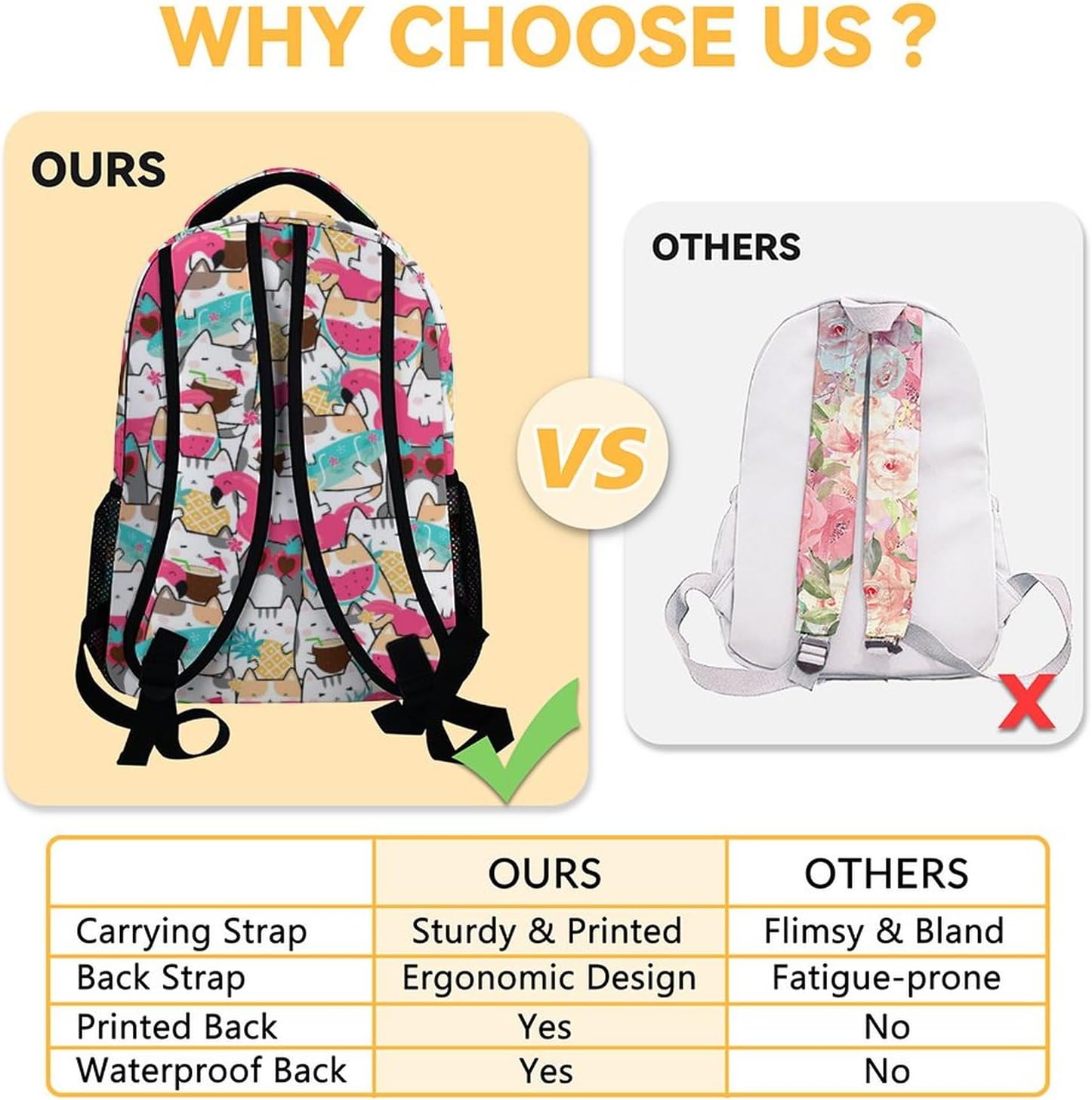 Backpack for Girls, 16 Inch Colorful Cat Backpacks for School, Cute Lightweight Bookbag for Kids