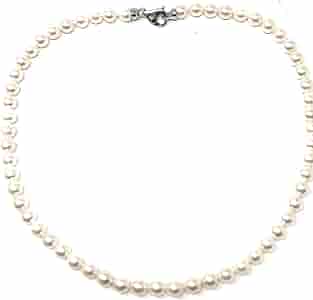Collana Catena Rolo Con Perle D'acqua Dolce Naturali &ndash; Placcata Oro 18 Carati, Donna
