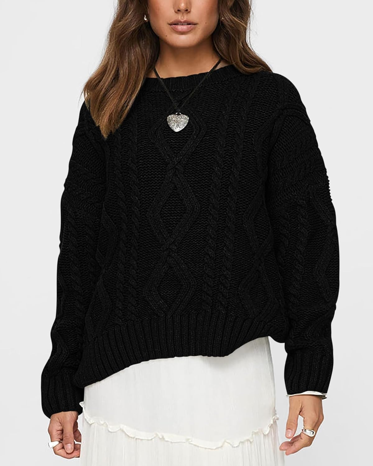 BTFBM Casual Women Long Sleeve Sweater 2026 Fall Ribbed Knit Pullover Loose Crewneck Cable Sweater Jumper Tops - Image 4