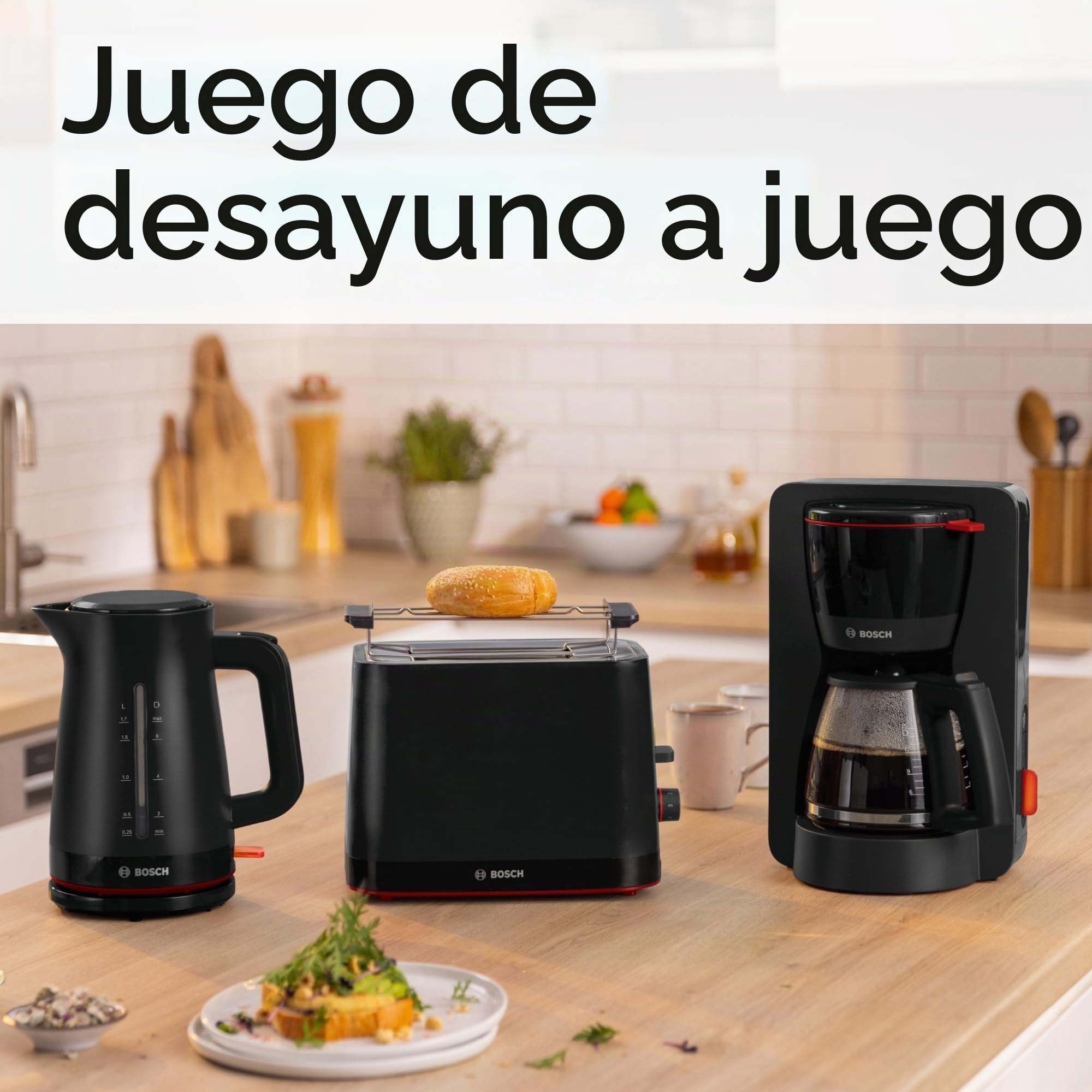 Bosch MyMoment TKA3M133 - Cafetera filtro, jarra de cristal de 1,25 l, para 10 a 15 tazas, función de mantenimiento caliente 60 min, sistema antigoteo, soporte de filtro giratorio, programa de