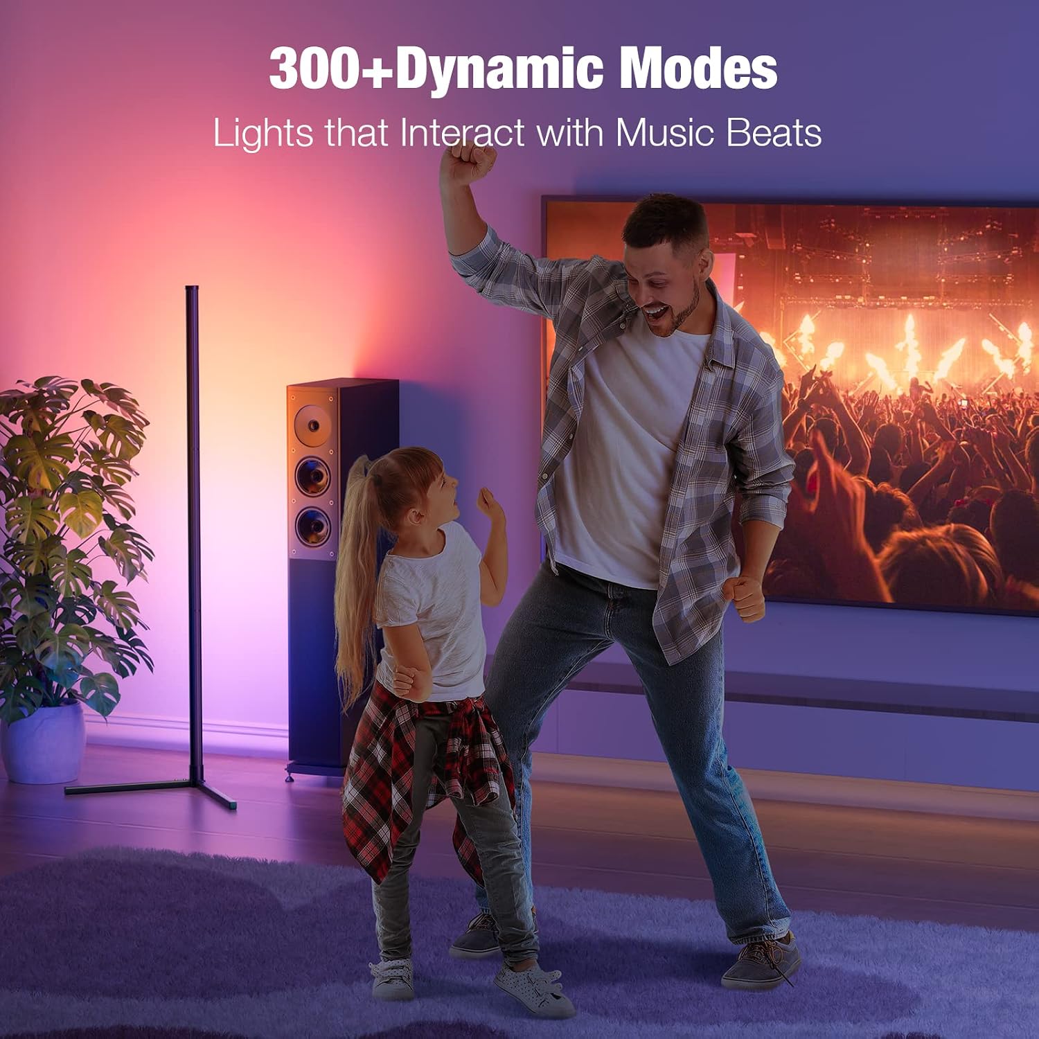 bedee LED Corner Floor Lamp: Smart RGB Floor Lamp with Music Sync, Modern 16 Million Color Changing Standing Mood Light with APP & Remote Control, DIY Modes & Timer for Living Room Gaming Room Decor