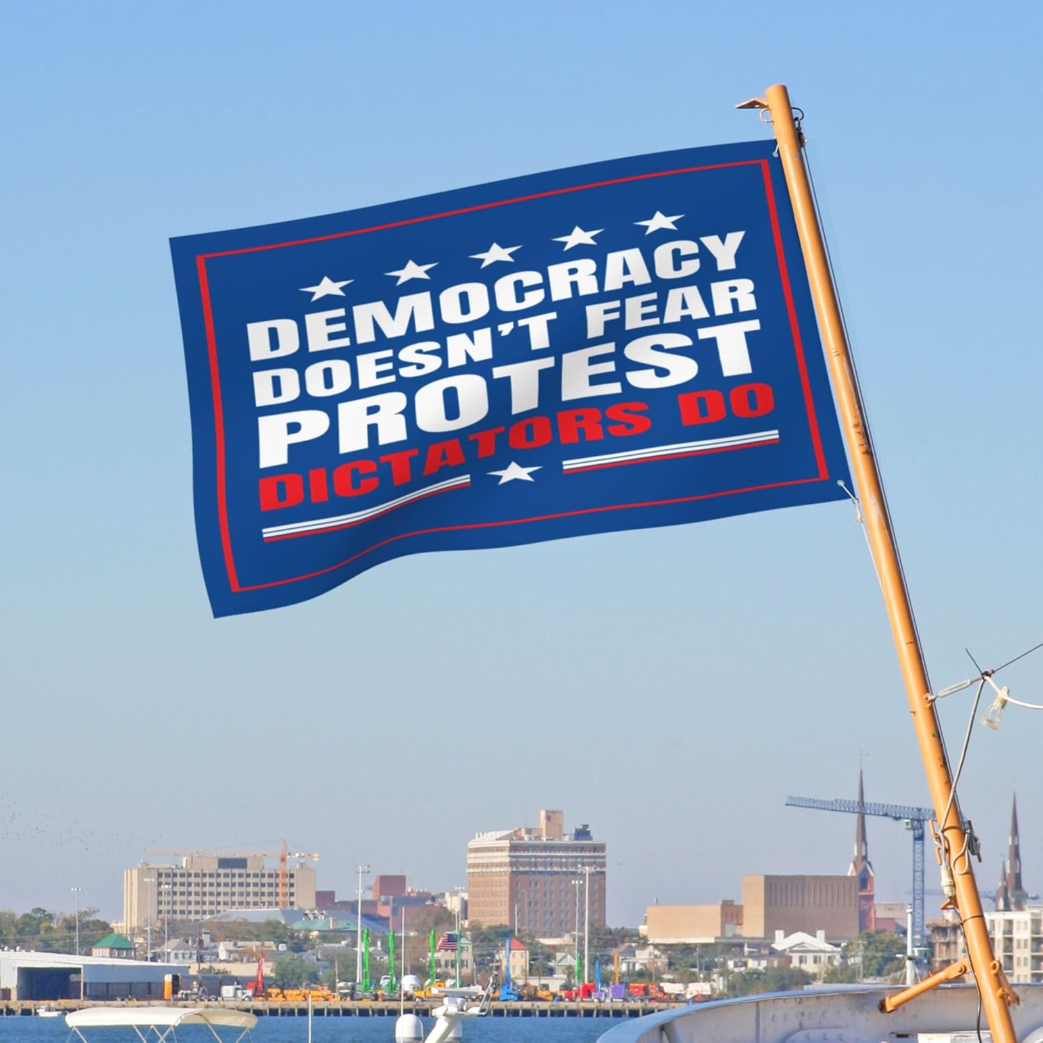 Democracy Doesn't Fear Protest Dictators Do Flag 4x6 Democracy Not Dictatorship 8647 Resist Fascism Garden Flags 3-Ply Double Sided Banner Yard Signs