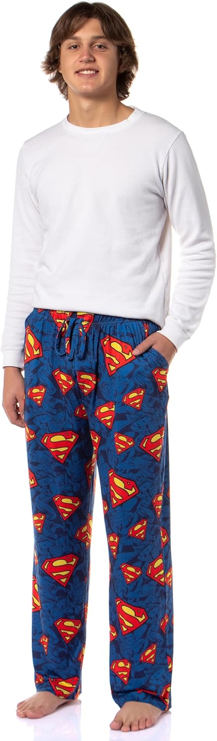 DC Comics Men's Superman Symbol Tossed Print Pajama Pants For Adults - Image 2