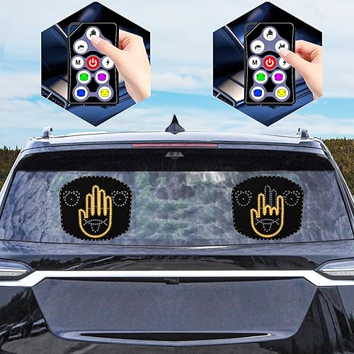 Miniatura 3 de Luz recargable para el dedo del coche y luz de señal de expresión, luz de dedo de mano con control remoto, luz de gestos del coche para expresarse,