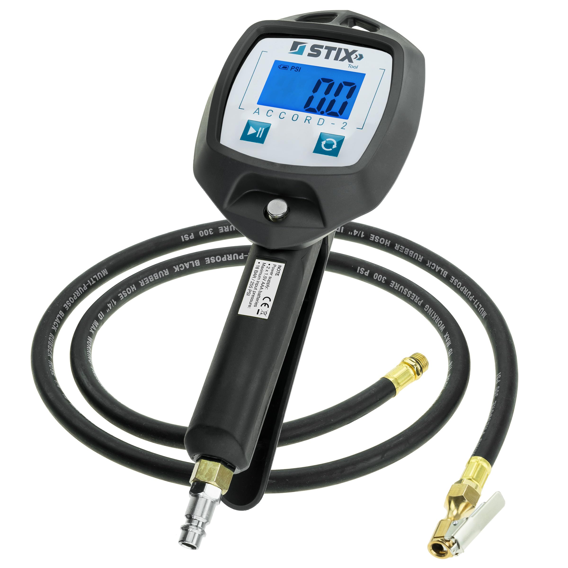 STIX Automotive Equipment Gonfleur à air comprimé avec manomètre électronique 0-18 bar (ACCORD-2)
