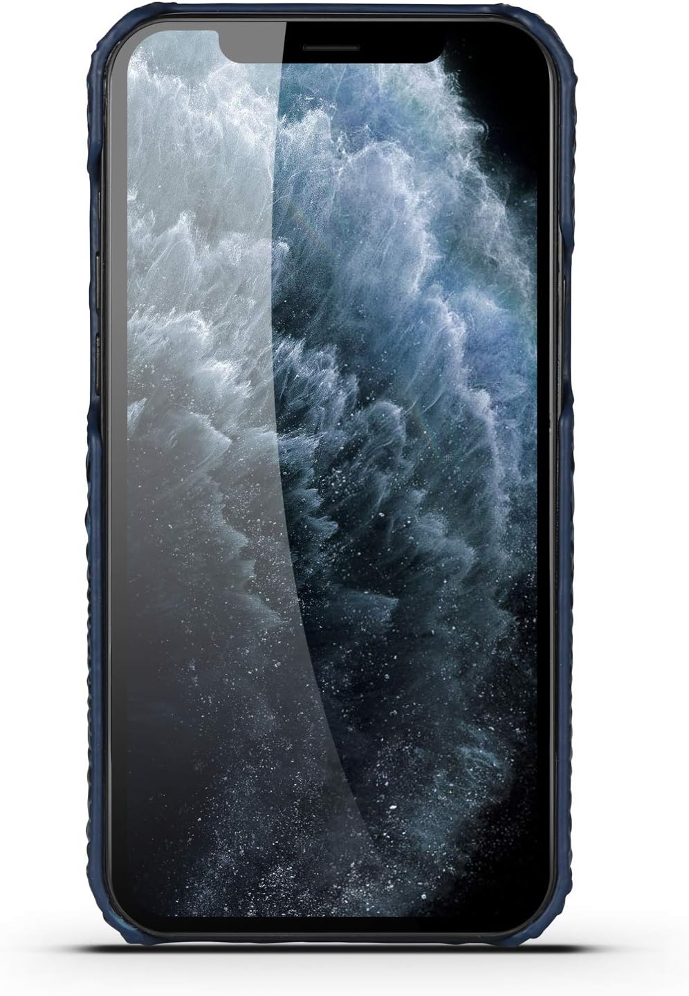 Real Leather Basic Case for iPhone 12 Pro Max,Luxurious Classic Crocodile Head Relief Premium Genuine Leather Handmade Case Half Wrapped Blue