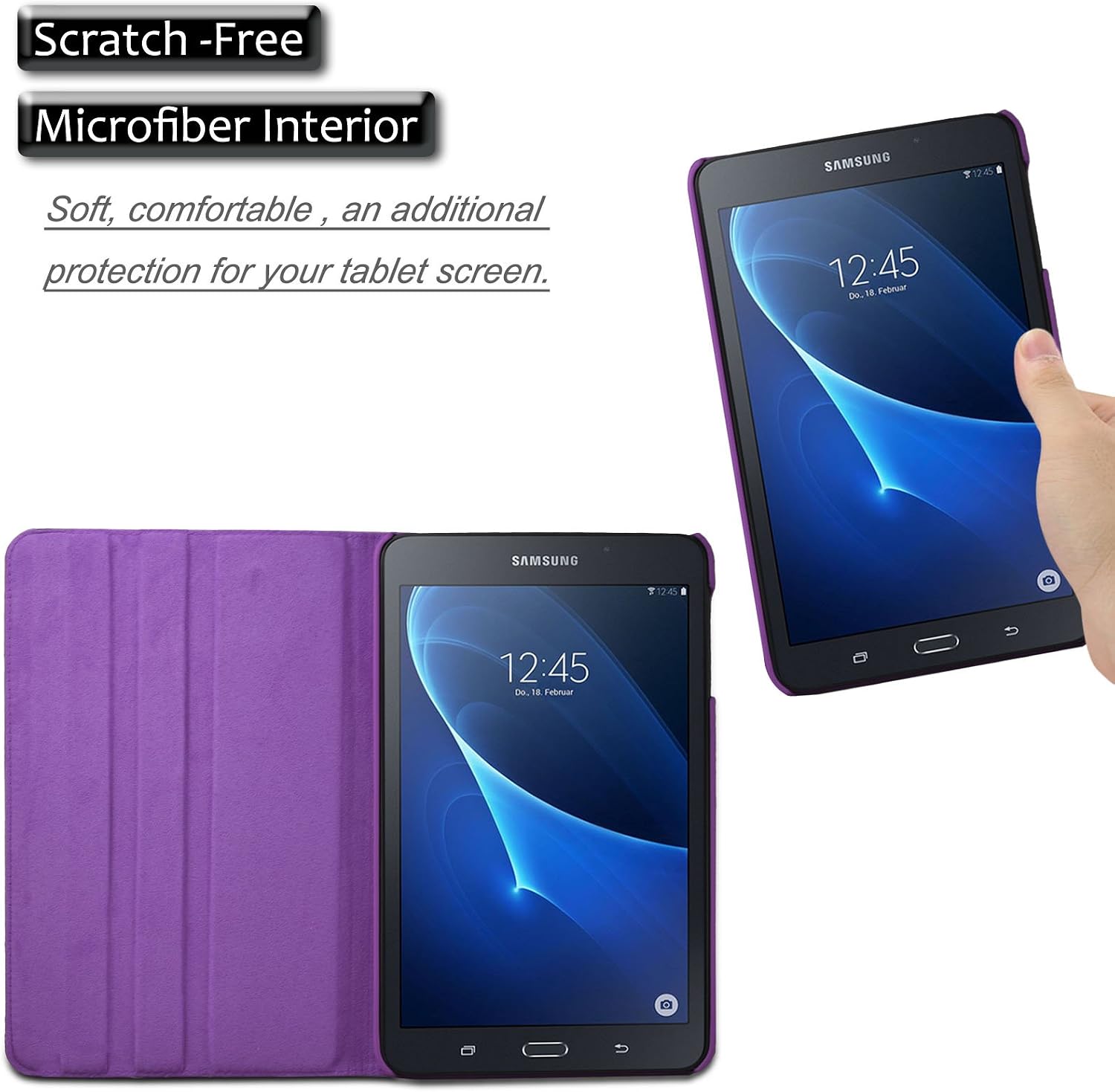 Infiland Case for Samsung Galaxy Tab A 10.1 Case, Smart 360 Degrees Rotating Stand Case Cover for 2016 Release Samsung Galaxy Tab A 10.1-Inch Tablet (SM-T580 / SM-T585, No S Pen Version)- Purple