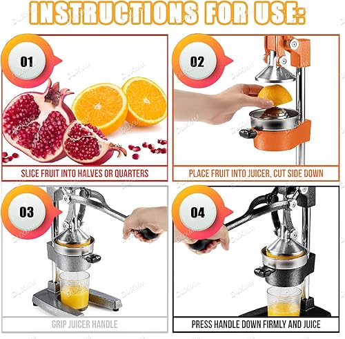 Miniatura 2 de Exprimidor de frutas prensado a mano, exprimidor de cítricos de hierro fundido, con molde de cabeza plana y molde de cabeza puntiaguda para