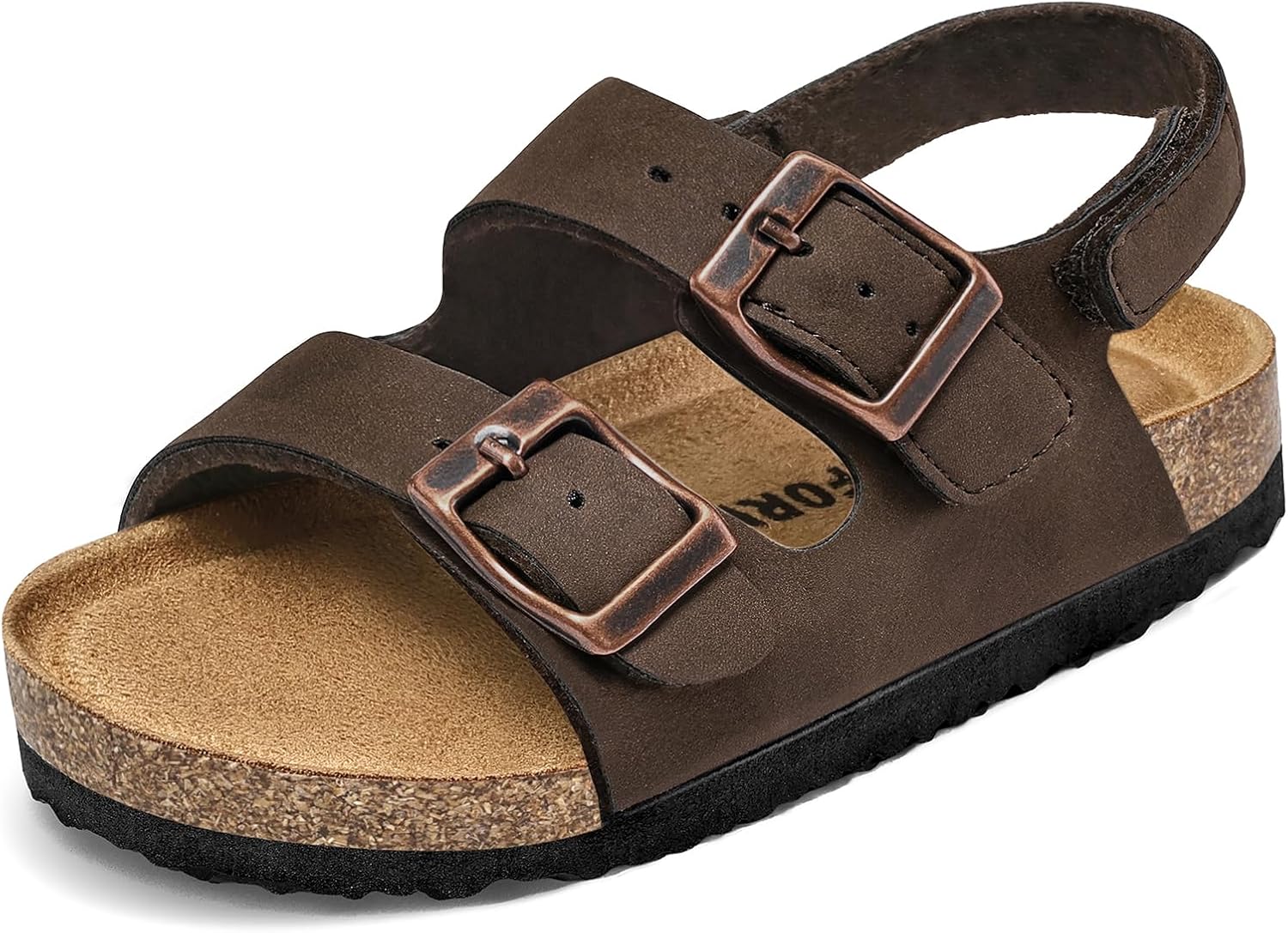 K KomForme Toddler Sandals Boys Girls Cork Footbed Open-toe Sandal Comfort Double Buckle Slip-on Shoes with Adjustable Back Strap