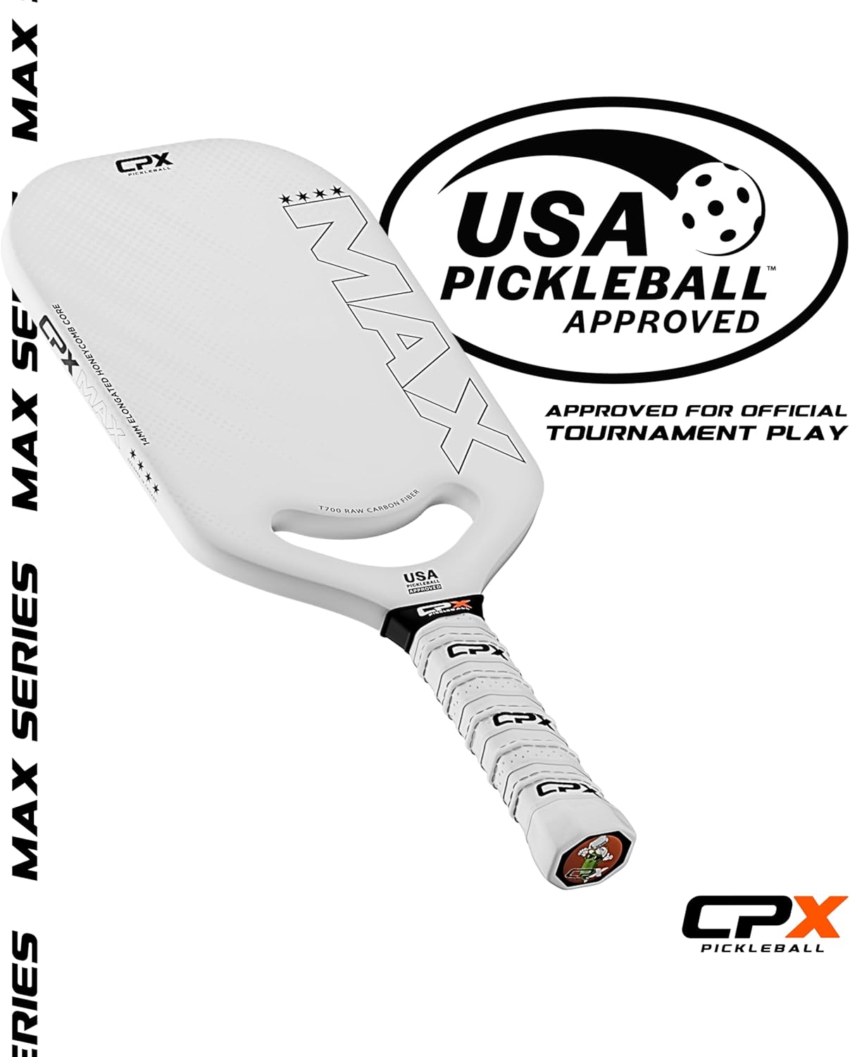 CPX MAX Raw Carbon Fiber T700 Pickleball Elongated Paddle Racket - Professional Grade