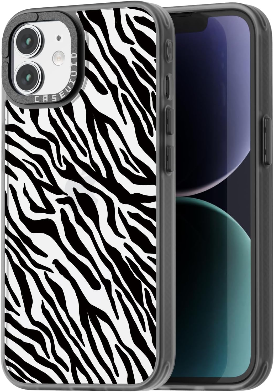 for iPhone 12 Case Aesthetic Black, Black Zebra Print