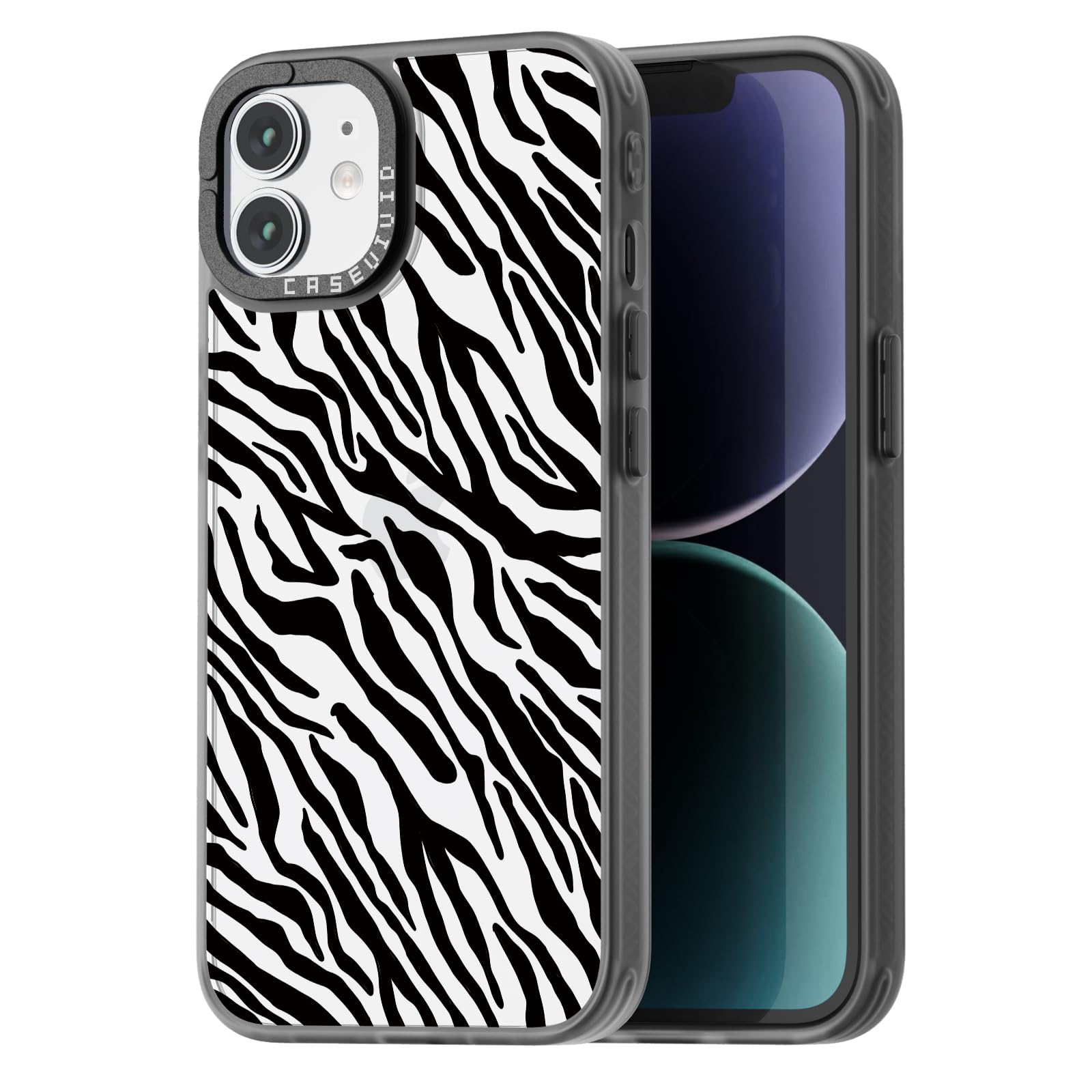 Coque iPhone 12 antichoc durable avec motif zèbre noir imprimé - 8