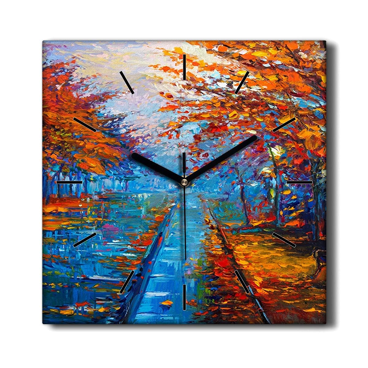 Horloge murale sans tic-tac Coloray en toile 30x30 cm décor de salon motif automne