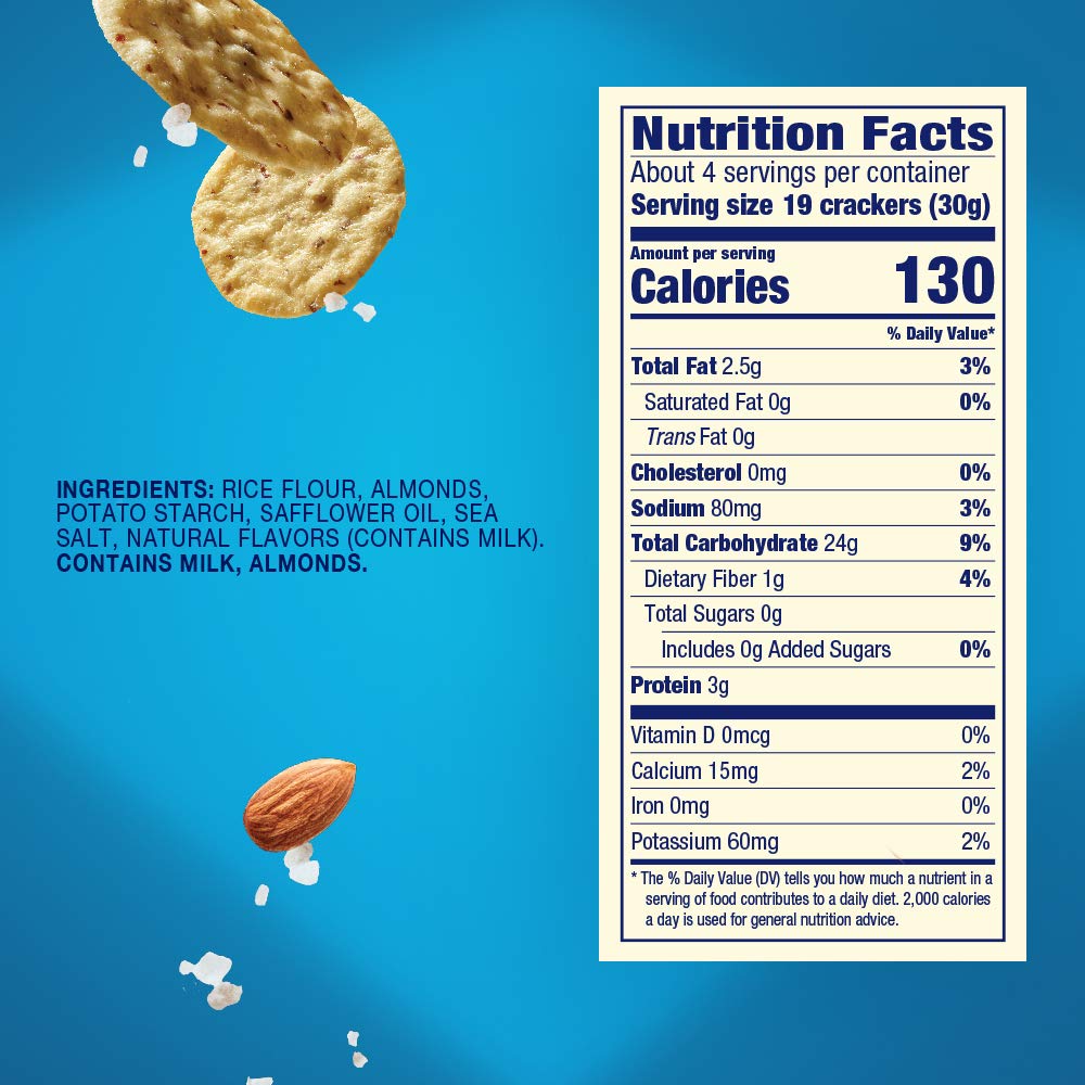 Blue Diamond Almonds Nut Thins Gluten Free Cracker Crisps, Hint of Sea Salt, 4.25 Oz (Pack of 12)