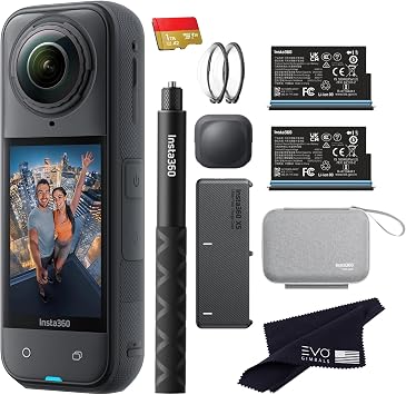 Insta360 X5 Essentials Bundle with 1TB Card-8K Waterproof 360 Action Camera|Bundle Includes Selfie Stick, Extra Battery, Utility Fast Charge Case, Standard Lens Guards, Lens Cap, Carry Case