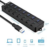 VEMONT 7 portos USB 3.0 hub tápegységgel, 5Gbps aktív elosztó Mac és PC-hez 7