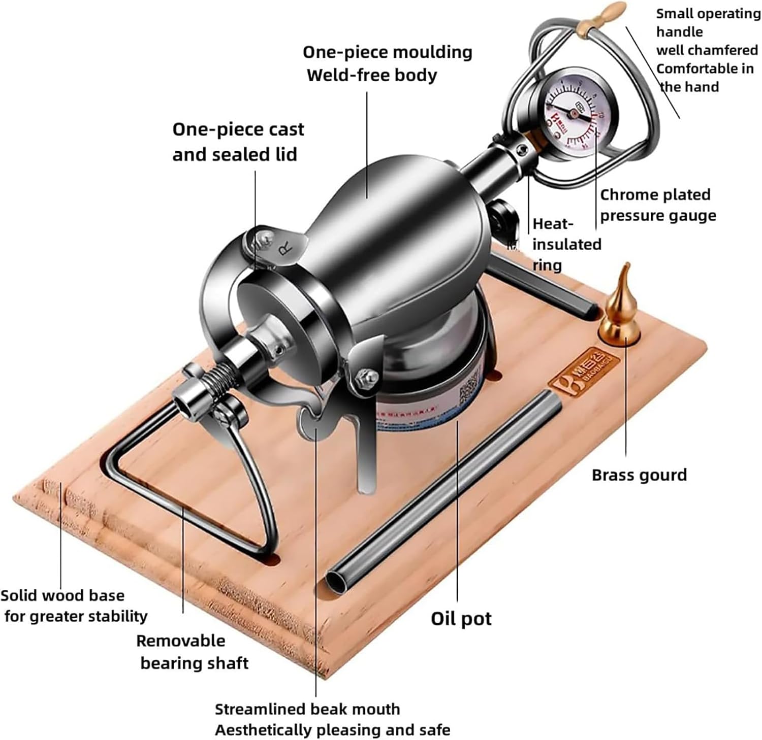 Old-Fashioned Popcorn Machine, Manual Popcorn Machine, high-Pressure Popcorn Machine, 304 Stainless Steel Grains Enlargement Machine Old mini Popcorn Kettle 100 ml (Without Valve)