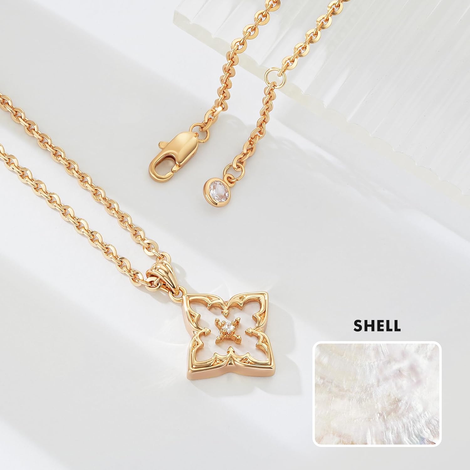 LOYATA Gold Clover Necklace for Women 14K Gold Plated Cubic Zirconia Four Leaf Clover Necklace Lucky Charm Dainty Simple Gold Pendant Necklace for Women Jewelry - Image 5