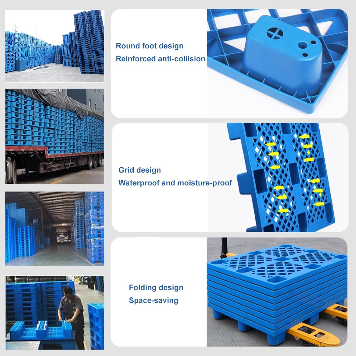 Plastic Pallet, Lightweight Pallet, Moisture-Proof Floor Pallet for Restaurant Kitchens Shops Supermarket Basement Storage Warehouse(80x80cm/31.5x31.5in)