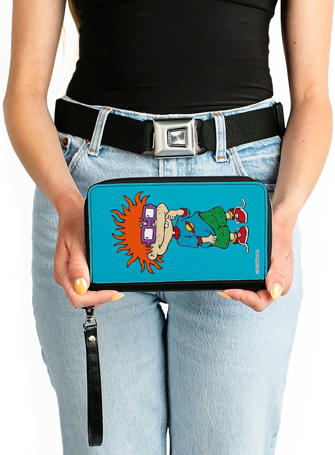 Buckle-Down Nickelodeon Wallet, Zip Around, Rugrats Chuckie Pose Blue, Vegan Leather - Image 3