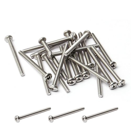 Miniatura 170 de MroMax 30 tornillos de máquina Phillips de cabeza plana M2 x 0.197 in, acero inoxidable 304 18-8, rosca completa, tornillos de cabeza cruzada gris