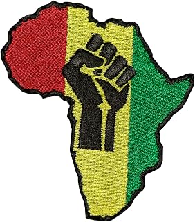 African Pride Pan-African Unity Embroidered Patch, Red Yellow Green Black, Iron-on Applique, Africa Continent Shape
