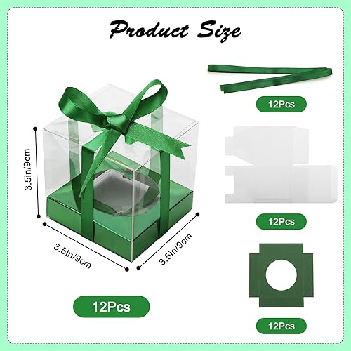 Vista 66 de Paquete de 12 cajas de plástico transparente para cupcakes, contenedores individuales dorados de 3.5 pulgadas, desechables individuales para tartas