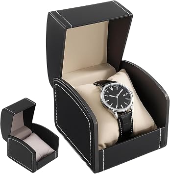 Watch Box, Watch Gift Box for Men, Elegant Watch Travel Case with Secure Storage and Removable Cushion, Watch Stand for Display and Protectionblack