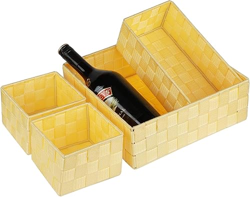 Miniatura 64 de Posprica Cestas de almacenamiento tejidas para organizar, pequeñas cestas negras de cubo organizador divisor para cajón, armario, estante, aparador,