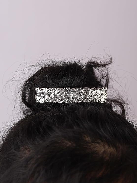 HAQUIL Vintage Flower Rectangular Hairclip, Hair Clip Vintage Viking Celtic Knot Protection Hair Clip, Barrettes Gift for Women Viking Hair Accessories