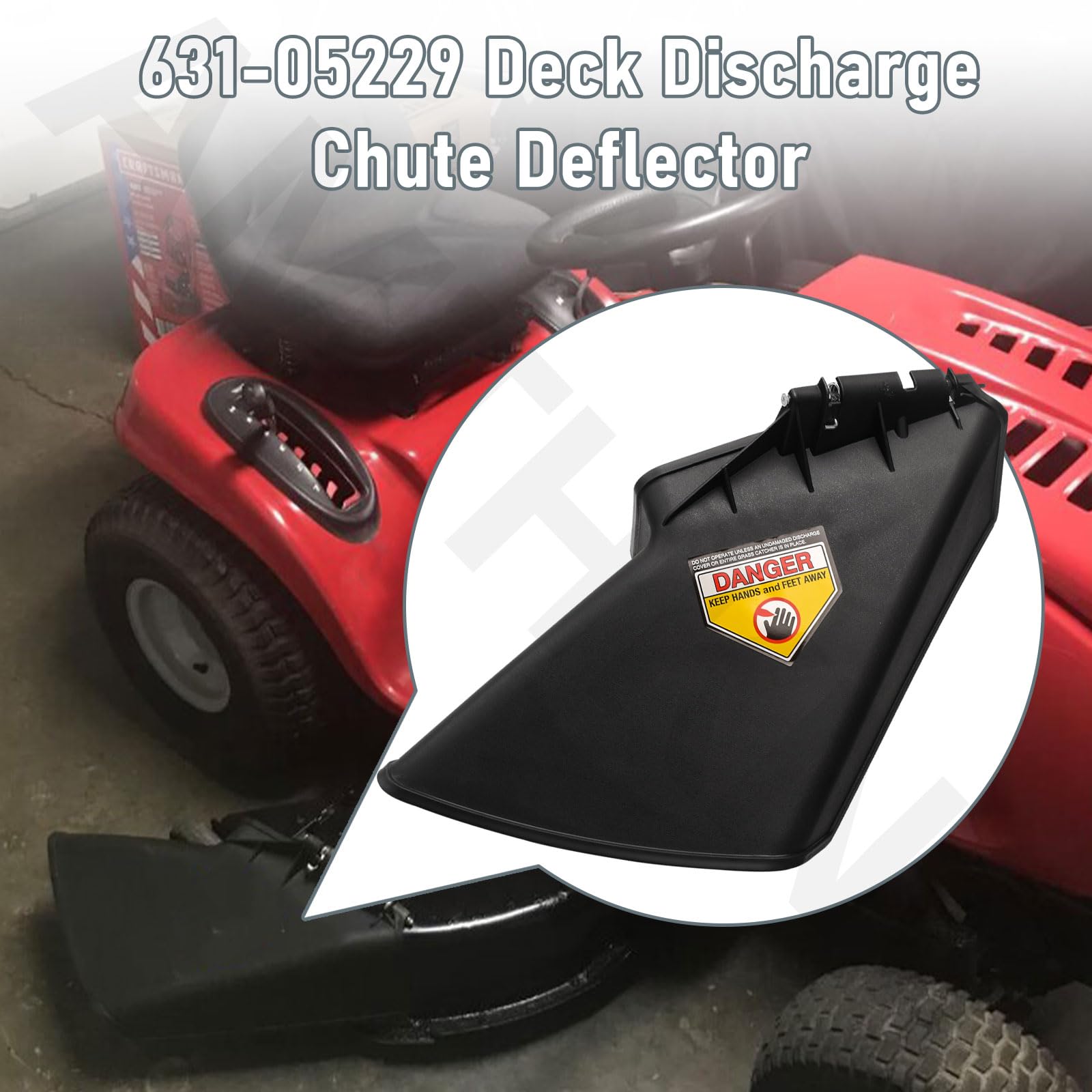 AMTHKNO 631-05229 Deflector de descarga de cubierta compatible con Mtd Craftsman Troy-Bilt Cub-Cadet Murray Yard-Machine Yardman LT1040 LT1045 LT2042 GT2542 Reemplaza 631-0216 731-1031 931-1032