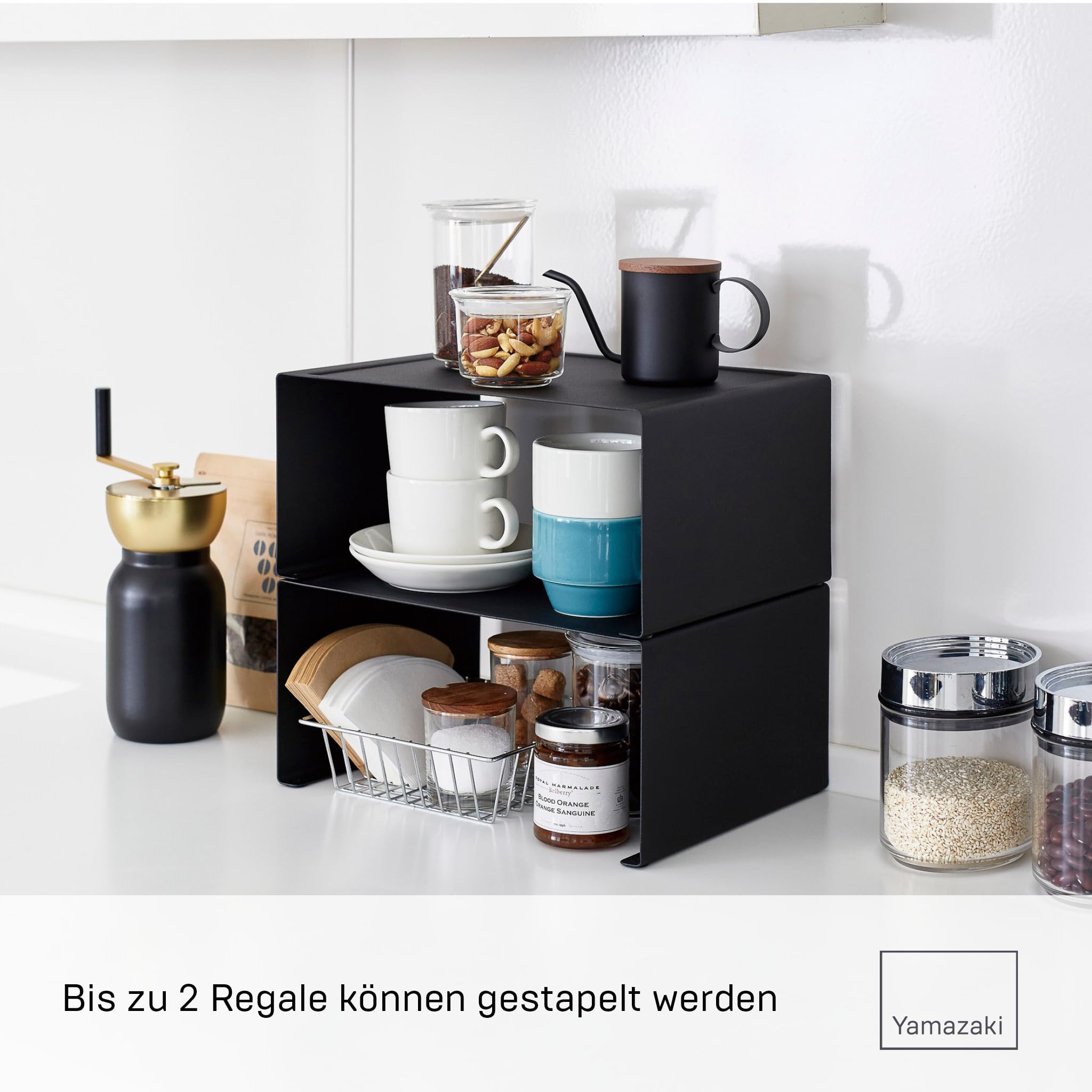 YAMAZAKI 3792 TOWER Stackable Kitchen Rack, black, Steel, 30.5 x 22 x 14 cm