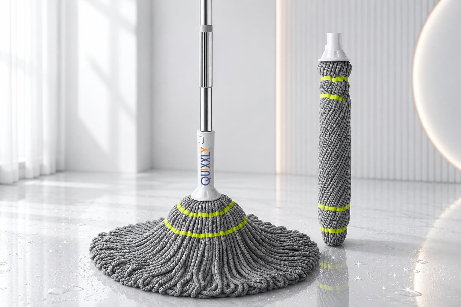 360° Microfiber Spin Mop Head Refill with Super Absorbent Cotton Strands | Premium Grey Microfiber Mop Refill Head for Easy Wet & Dry Floor Cleaning-picture-24