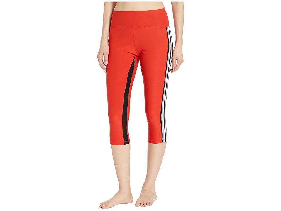 

Bebe Sport Racing Stripe Capris (Sunset Red) Women's Clothing, Multi