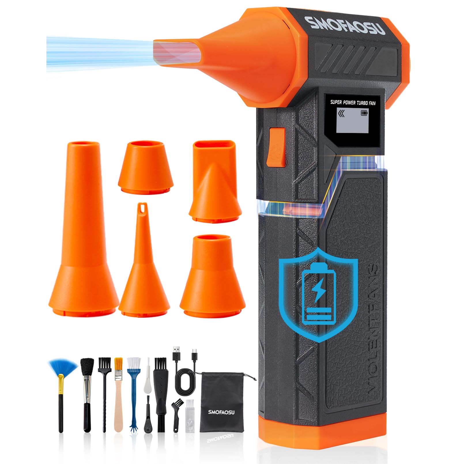 Compressed Air Duster, 300000RPM Jet Fan Electric Air Blower, Cordless Rechargeable 8000mAh Mini Duster with Removable Battery, 4-Speed Adjustable for