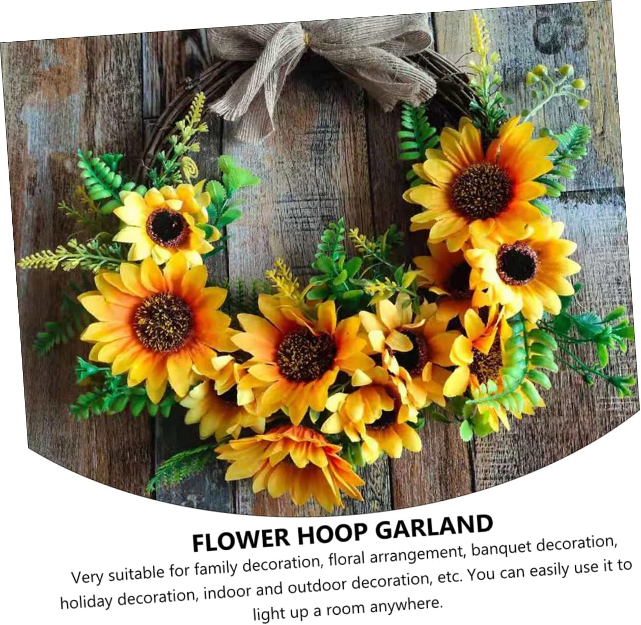 Artificial Floral Wreath with Sunflowers Hanging Decoration for Home Office and Festival Use Realistic Simulation Easy Care and Versatile Wall Ornament